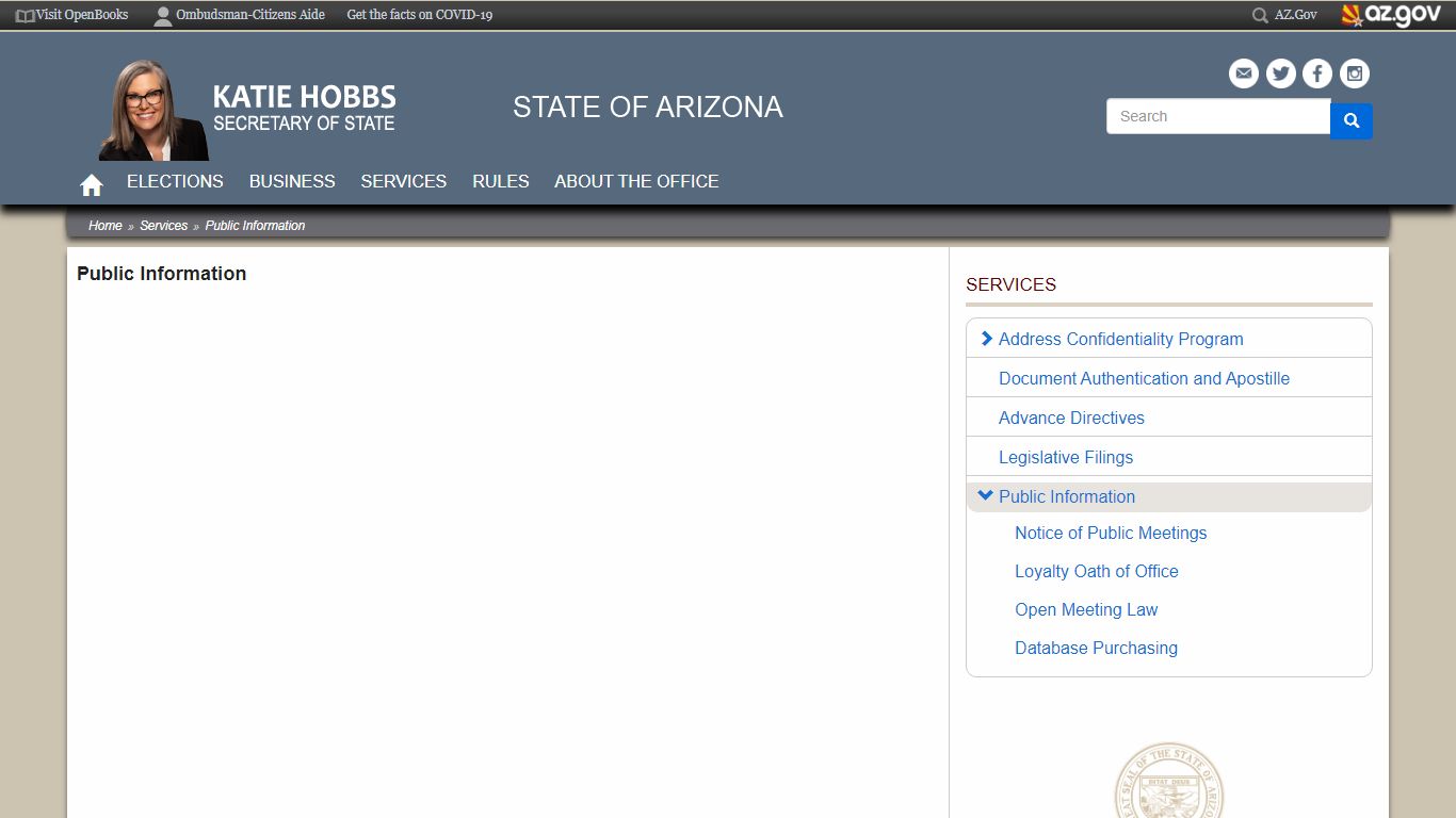 Public Information | Arizona Secretary of State - AZ SOS